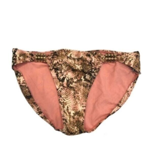 NWT Jennifer Lopez Brown Snakeskin Print Bikini Bottom Medium - Picture 1 of 9